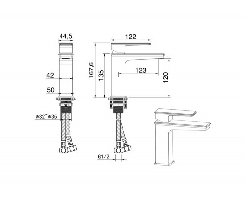 Смеситель для раковины,белый хром FELICE 3030 B CROMO-BIANC0