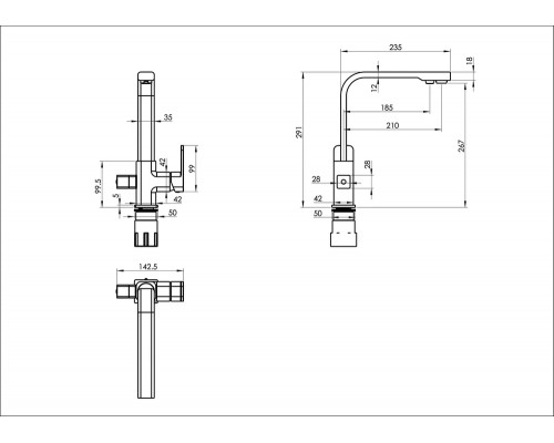 Смеситель для кухни с краном для питьевой воды,золото глянец FELICE 1617-11 ORO