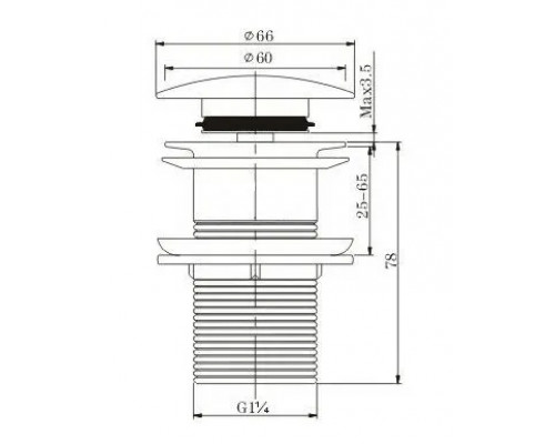 Донный клапан для раковины без перелива,черный матовый FELICE V-5 NERO OPACO