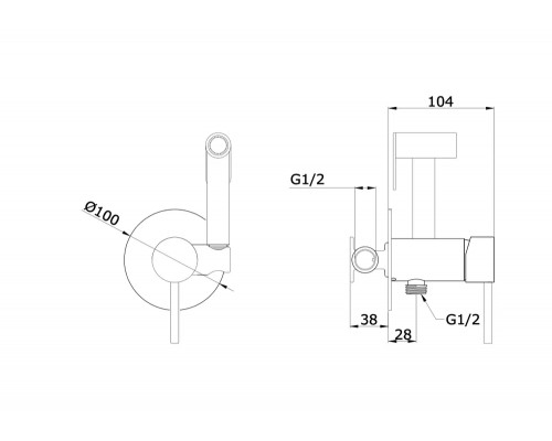 Встраиваемый гигиенический душ со смесителем,золото матовое FELICE 2515 ORO OPACO
