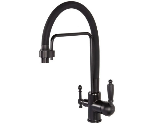 Смеситель для кухни с краном для питьевой воды и гибким изливом,черный матовый FELICE 1920 N NERO OPACO