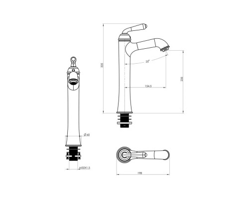 Смеситель для накладной раковины,бронза FELICE 0525 BRONZO