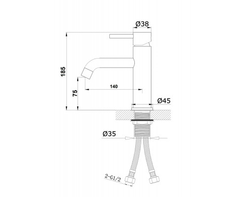 Смеситель для раковины,матовое золото FELICE 0630-OO