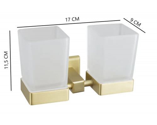 Стакан двойной для ванной комнаты подвесной,матовое золото FELICE FL 1029 ORO OPACO