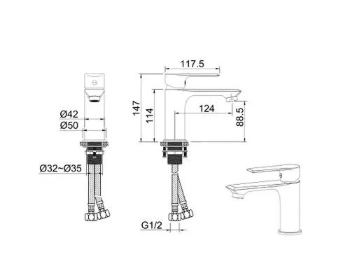 Смеситель для раковины,черный матовый FELICE 8030 NERO OPACO