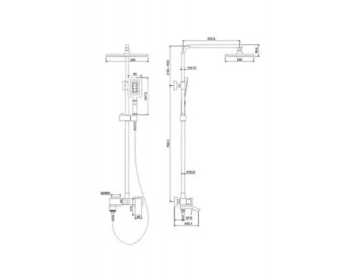 Душевая система с тропическим душем и смесителем,никель FELICE 1060 NICHEL