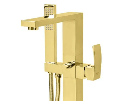 Напольный смеситель для ванны отдельностоящий с лейкой,золото глянец FELICE 1050 ORO