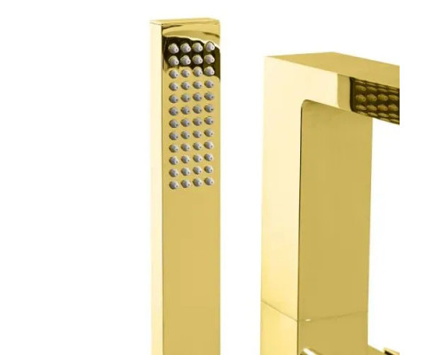 Напольный смеситель для ванны отдельностоящий с лейкой,золото глянец FELICE 1050 ORO