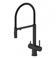 Смеситель для кухни с гибким съемным изливом и подключением к фильтру,черный матовый FELICE 1314 N NERO OPACO