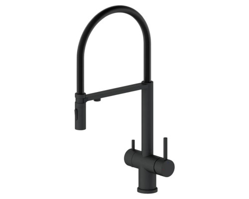 Смеситель для кухни с гибким съемным изливом и подключением к фильтру,черный матовый FELICE 1314 N NERO OPACO