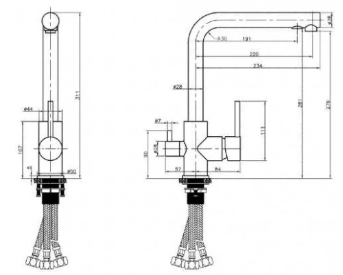 Смеситель для кухни с фильтром для питьевой воды,золото матовое FELICE 1718-12 ORO OPACO