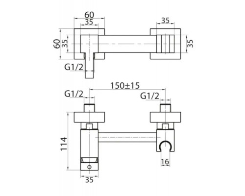 Гигиенический душ со смесителем встраиваемый,хром FELICE 6515 CROMO
