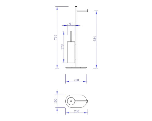 Стойка напольная с держателем для туалетной бумаги и ершиком для унитаза,золото матовое FELICE F 0311 ORO OPACO