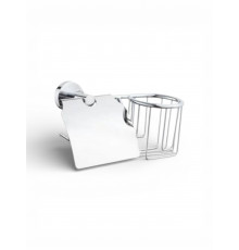 Держатель для туалетной бумаги закрытый с держателем для освежителя воздуха,хром с белой вставкой FELICE R 1007-S BL