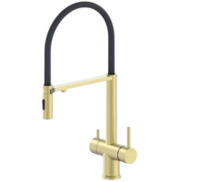 Смеситель для кухни с гибким съемным изливом и подключением к фильтру из латуни,матовое золото / черный FELICE 1314 ON ORO OPACO-NERO