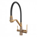 Смеситель для кухни с краном для питьевой воды и гибким изливом,матовое золото/черный FELICE 1415 ORO OPACO-NERO