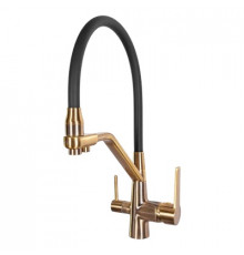 Смеситель для кухни с краном для питьевой воды и гибким изливом,матовое золото/черный FELICE 1415 ORO OPACO-NERO