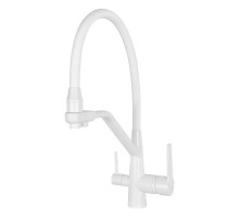 Смеситель для кухни с краном для питьевой воды и гибким изливом,матовый белый FELICE 1415 B BIANCO OPACO