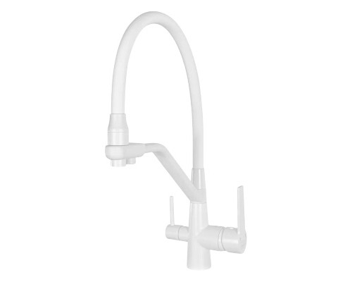 Смеситель для кухни с краном для питьевой воды и гибким изливом,матовый белый FELICE 1415 B BIANCO OPACO