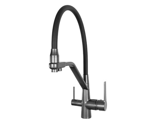 Смеситель для кухни с краном для питьевой воды и гибким изливом,черный матовый FELICE 1415 N NERO OPACO