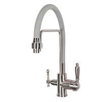 Смеситель для кухни с краном для питьевой воды и гибким изливом,сатин FELICE 1920 SG SATINATO-GRIGIO