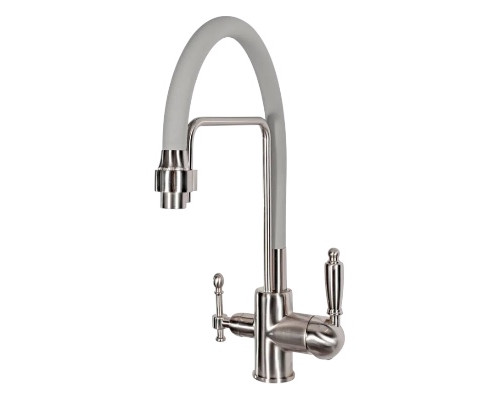 Смеситель для кухни с краном для питьевой воды и гибким изливом,сатин FELICE 1920 SG SATINATO-GRIGIO