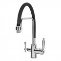 Смеситель для кухни с краном для питьевой воды и гибким изливом,хром FELICE 1920 CN CROMO-NERO