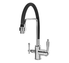 Смеситель для кухни с краном для питьевой воды и гибким изливом,хром FELICE 1920 CN CROMO-NERO