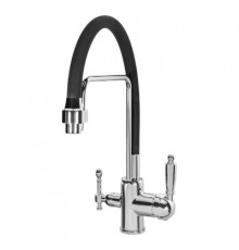 Смеситель для кухни с краном для питьевой воды и гибким изливом,хром FELICE 1920 CN CROMO-NERO