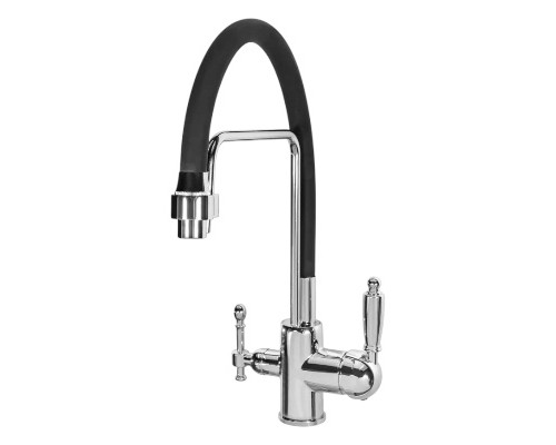Смеситель для кухни с краном для питьевой воды и гибким изливом,хром FELICE 1920 CN CROMO-NERO