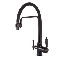 Смеситель для кухни с краном для питьевой воды и гибким изливом,черный матовый FELICE 1920 N NERO OPACO