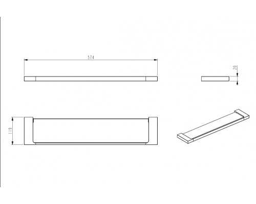 Стеклянная полка,матовая медь FELICE D 1020 RAME SPAZZOLATO