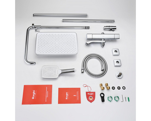 Душевая система Raglo R01.26 для ванны и душа с термостатом излив поворотный 15 см, хром