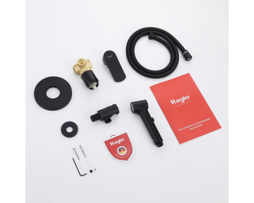 Смеситель Raglo R03.53.06 с гигиеническим душем встраиваемый , черный