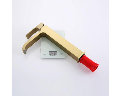 Смеситель Raglo R02.15.03 для раковины высокий монолитный, сатин золотой