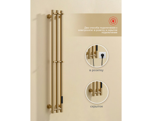 Полотенцесушитель электрический RAGLO R350.16.03 настенный сенсорный узкий с терморегулятором , сатин золотой