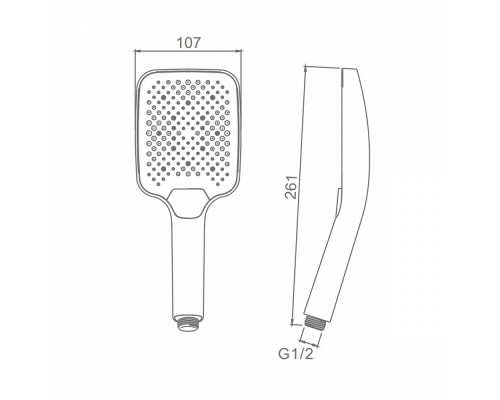Лейка душевая Raglo R450.52.09 3-х режимная прямоугольная пластик/силикон, графит