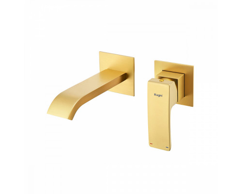 Смеситель Raglo R02.11.03 для раковины встраиваемый монолитный, сатин золотой