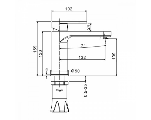 Смеситель Raglo R50.10 для раковины монолитный, хром