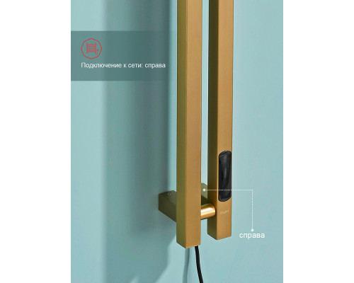 Полотенцесушитель электрический RAGLO R350.12.03 настенный сенсорный узкий с терморегулятором , сатин золотой