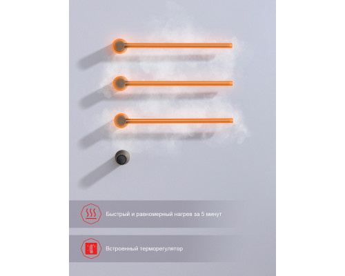 Полотенцесушитель электрический RAGLO R350.51.09 встраиваемый сенсорный с терморегулятором , графит