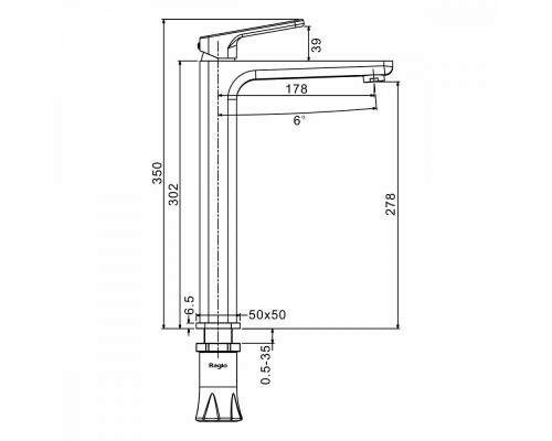 Смеситель Raglo R51.15.09 для раковины высокий монолитный, графит