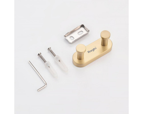 Крючок для полотенец Raglo R300.052.03 двойной,сатин золотой