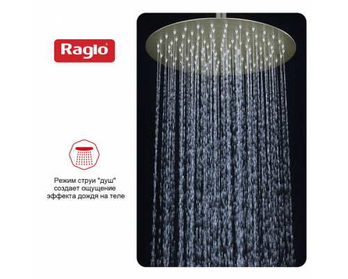 Лейка душевая верхняя Raglo R451.56.03 тропический душ ∅300мм нержавеющая сталь, Сатин золотой