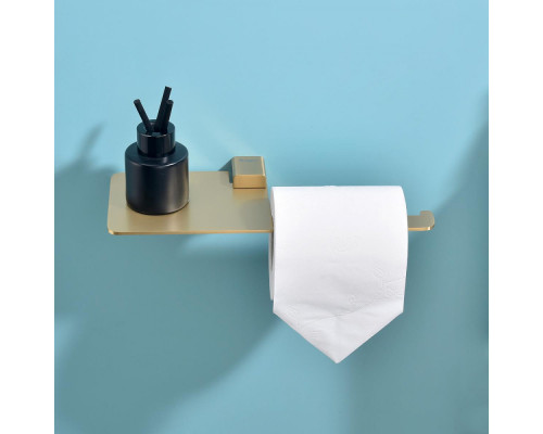 Держатель для туалетной бумаги Raglo R301.03.03 с полкой,сатин золотой