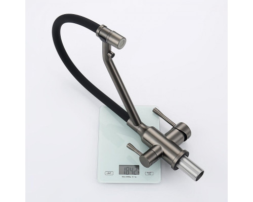 Смеситель Raglo R81.62.09 для кухни с подключением к фильтру съёмный гибкий излив с магнитным фиксатором, графит