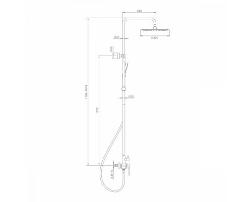 Душевая система Raglo R10.24.09 для ванны и душа излив поворотный 15 см, графит