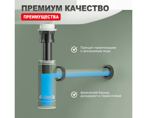 Сифон для раковины Raglo R600.20.09 бутылочный, латунь, графит