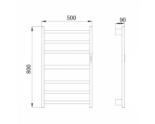 Полотенцесушитель электрический RAGLO R350.07.09 настенный сенсорный с терморегулятором , графит