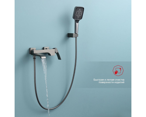 Смеситель Raglo R02.30.09 для ванны и душа настенный излив поворотный 15 см, графит